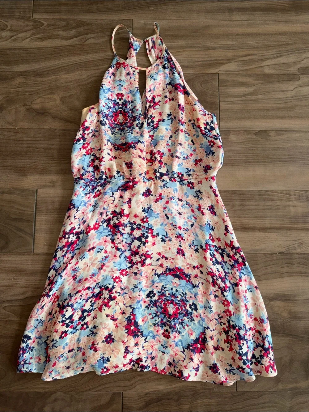 Parker Pink Floral Keyhole Halter Mini Dress - Picture 2 of 3
